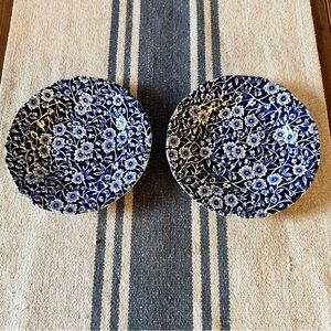 Set Of 2 Burleigh Blue Calico Side Bread Plates 6” Staffordshire